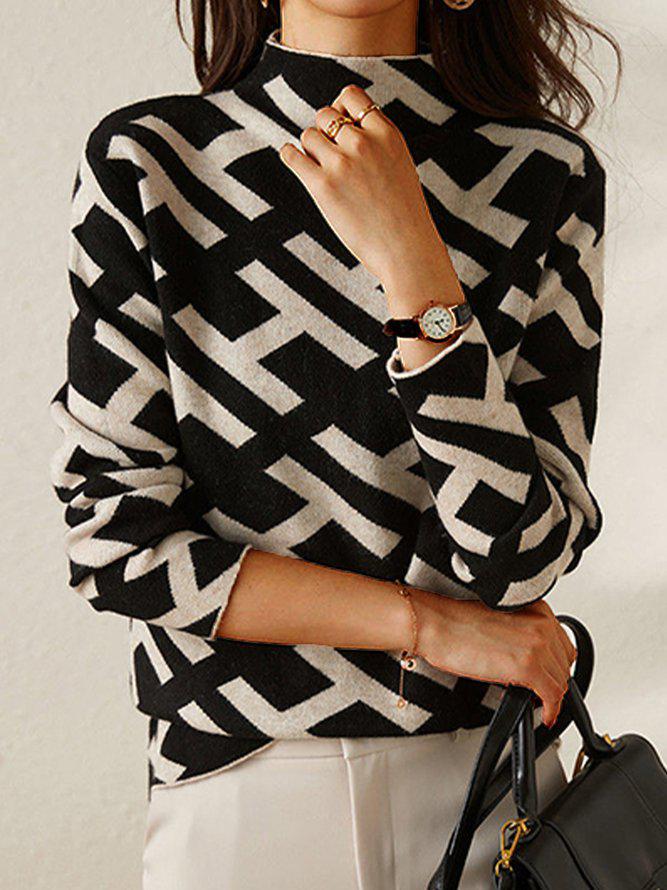 Helen™ - Geometric Alphabet Black Jumper