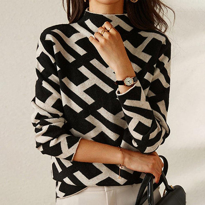 Helen™ - Geometric Alphabet Black Jumper