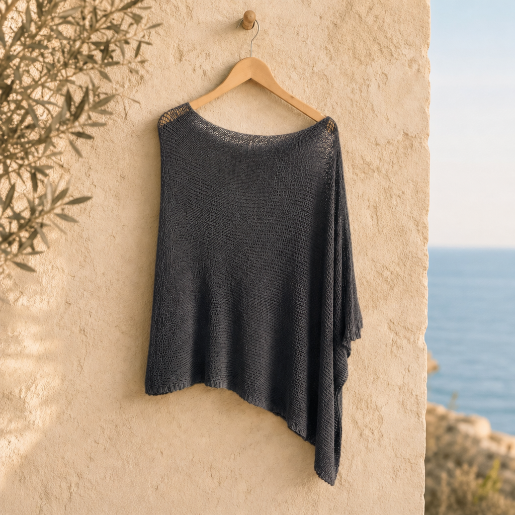 Isla | One-Shoulder Knit Poncho