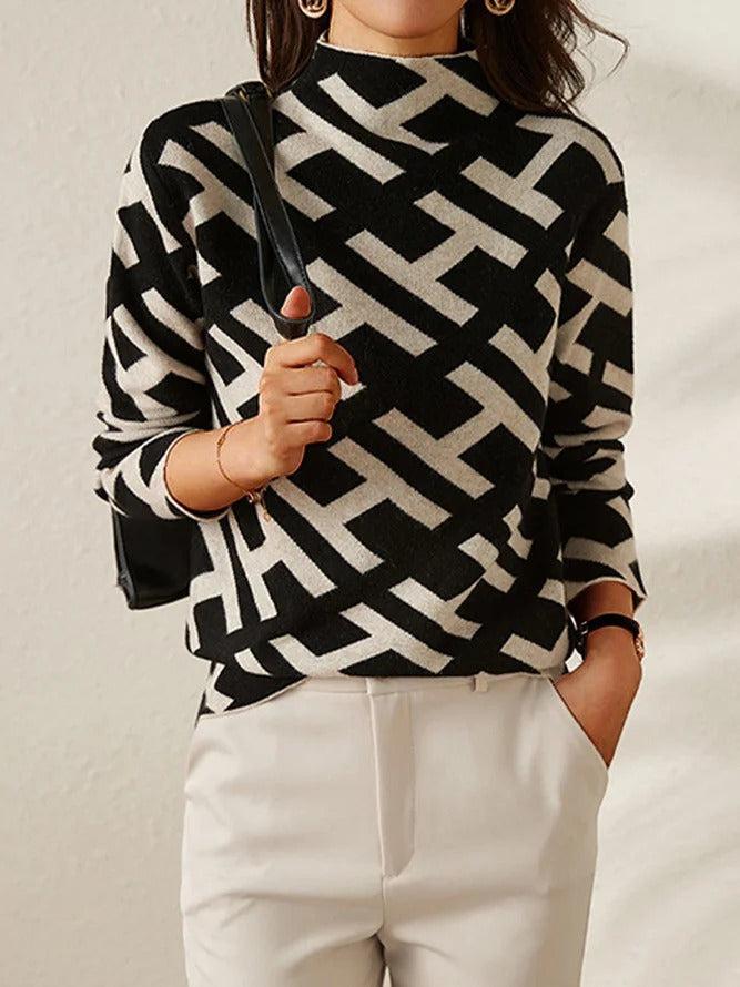 Helen™ - Geometric Alphabet Black Jumper