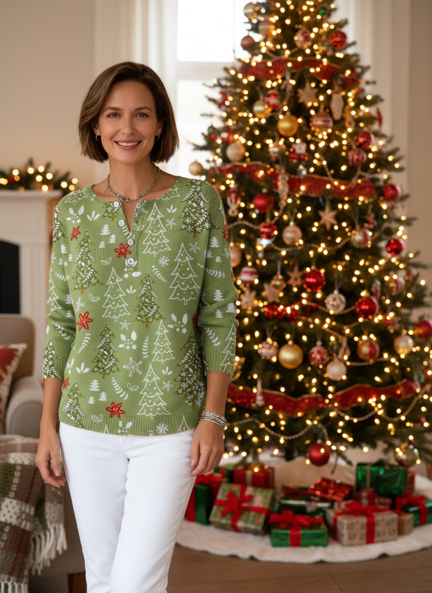 Winter Warm Christmas Knit with Buttons
