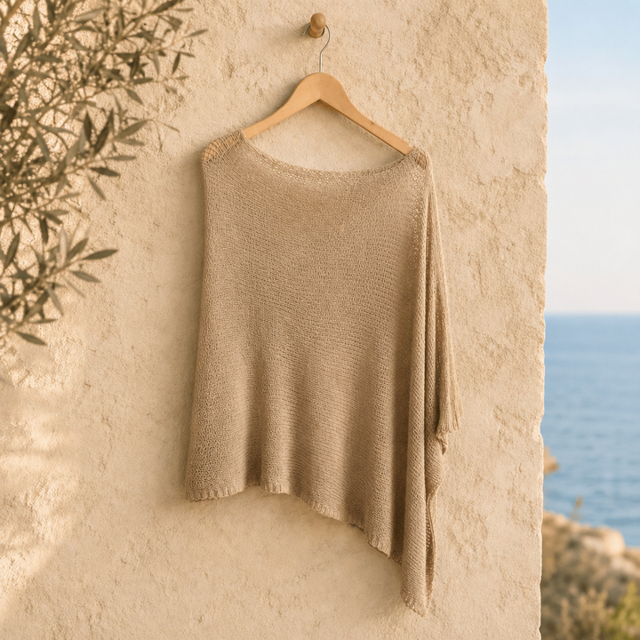 Isla | One-Shoulder Knit Poncho