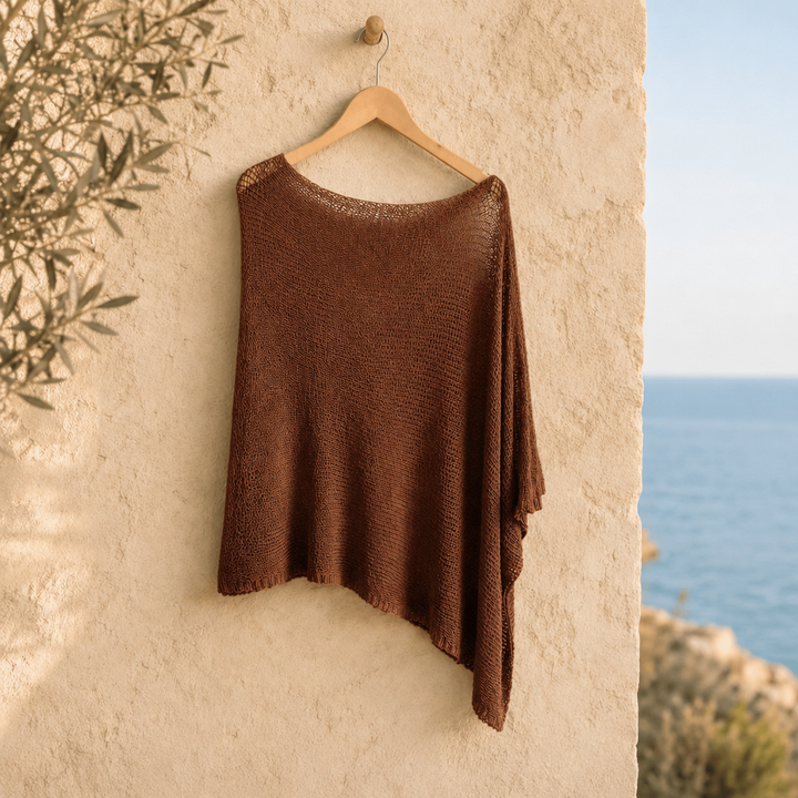 Isla | One-Shoulder Knit Poncho