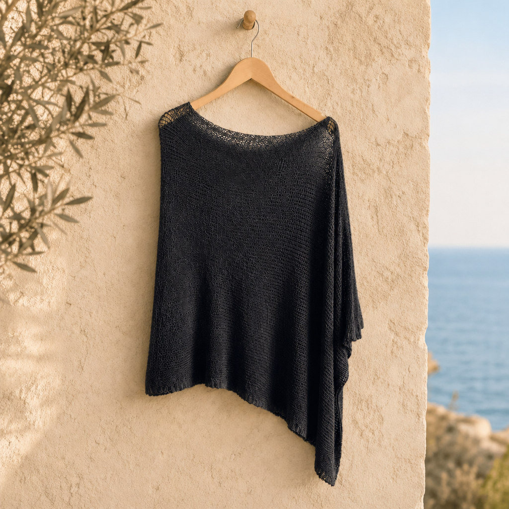 Isla | One-Shoulder Knit Poncho