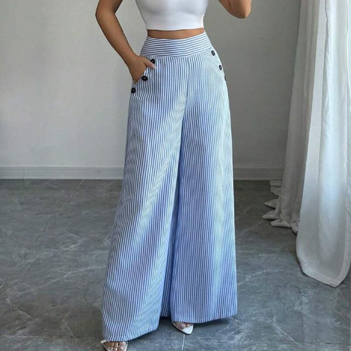 Amelia | High-Waist Striped Wide-Leg Trousers
