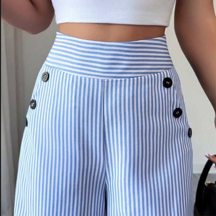 Amelia | High-Waist Striped Wide-Leg Trousers