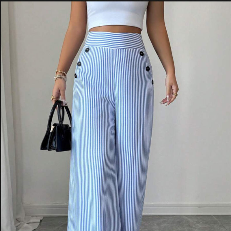 Amelia | High-Waist Striped Wide-Leg Trousers