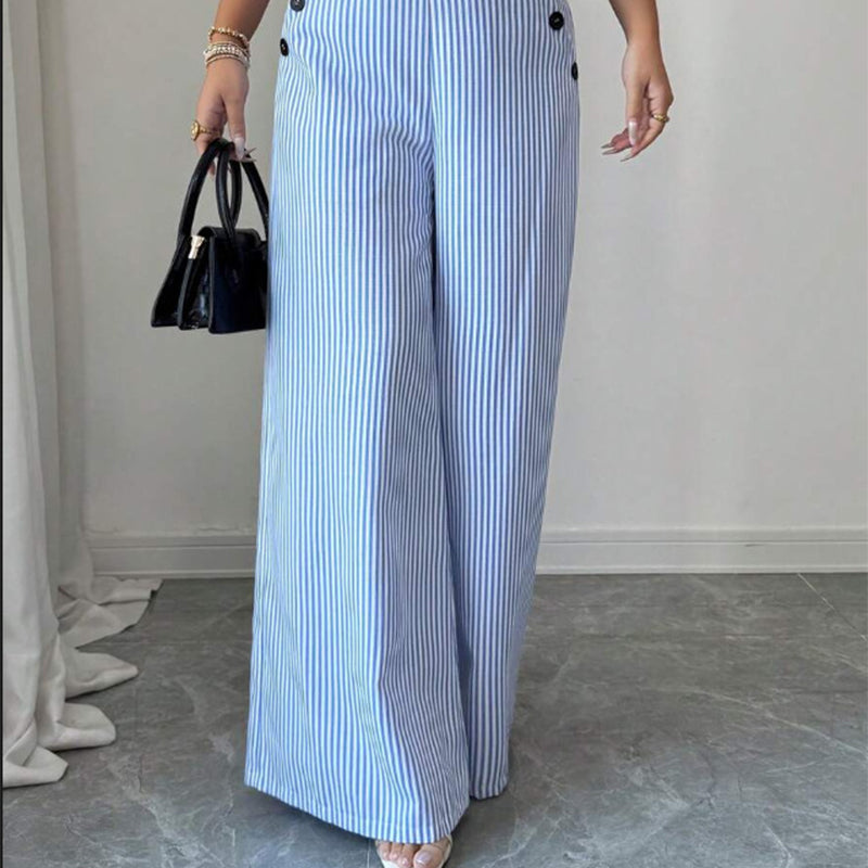 Amelia | High-Waist Striped Wide-Leg Trousers