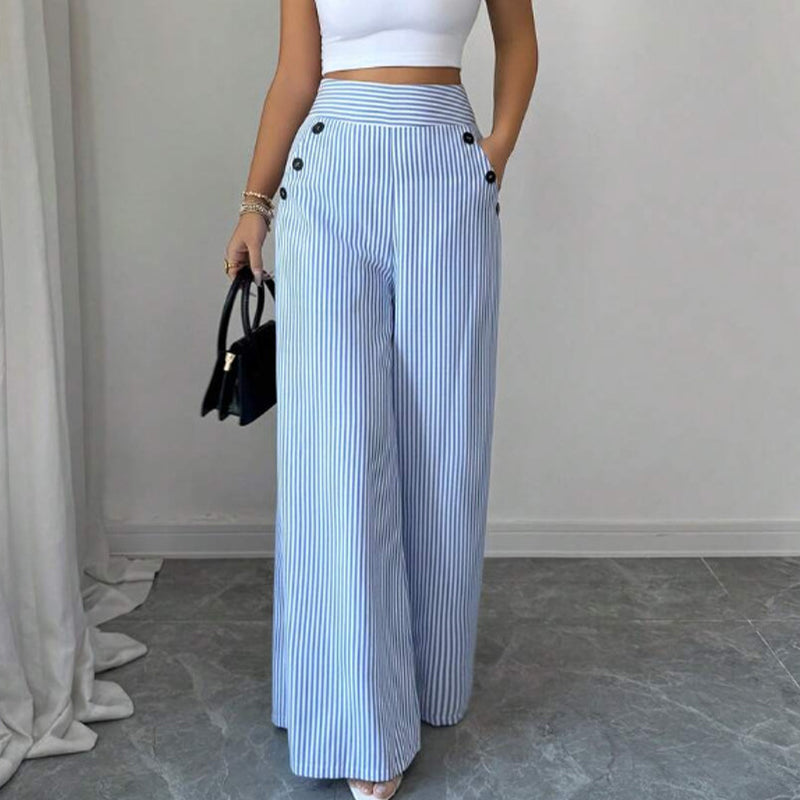 Amelia | High-Waist Striped Wide-Leg Trousers