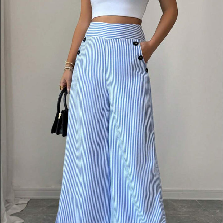 Amelia | High-Waist Striped Wide-Leg Trousers