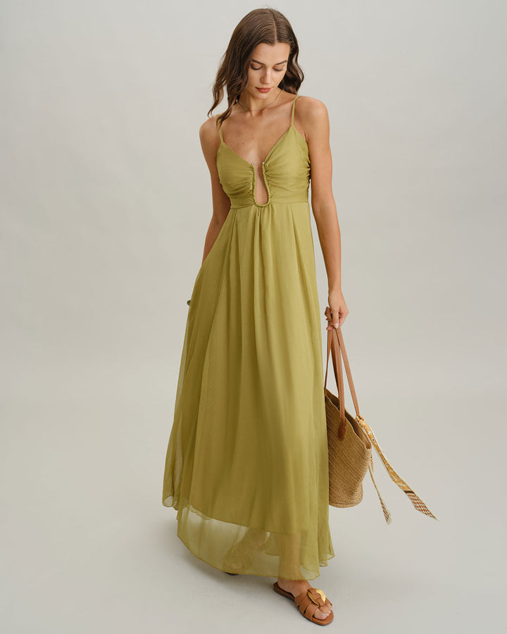 Aurora | Ruched Slip Maxi Dress