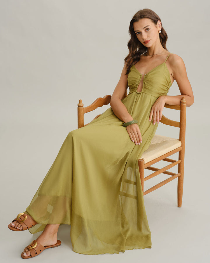 Aurora | Ruched Slip Maxi Dress