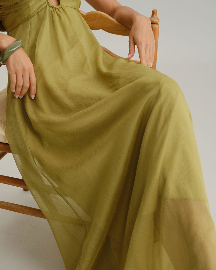 Aurora | Ruched Slip Maxi Dress
