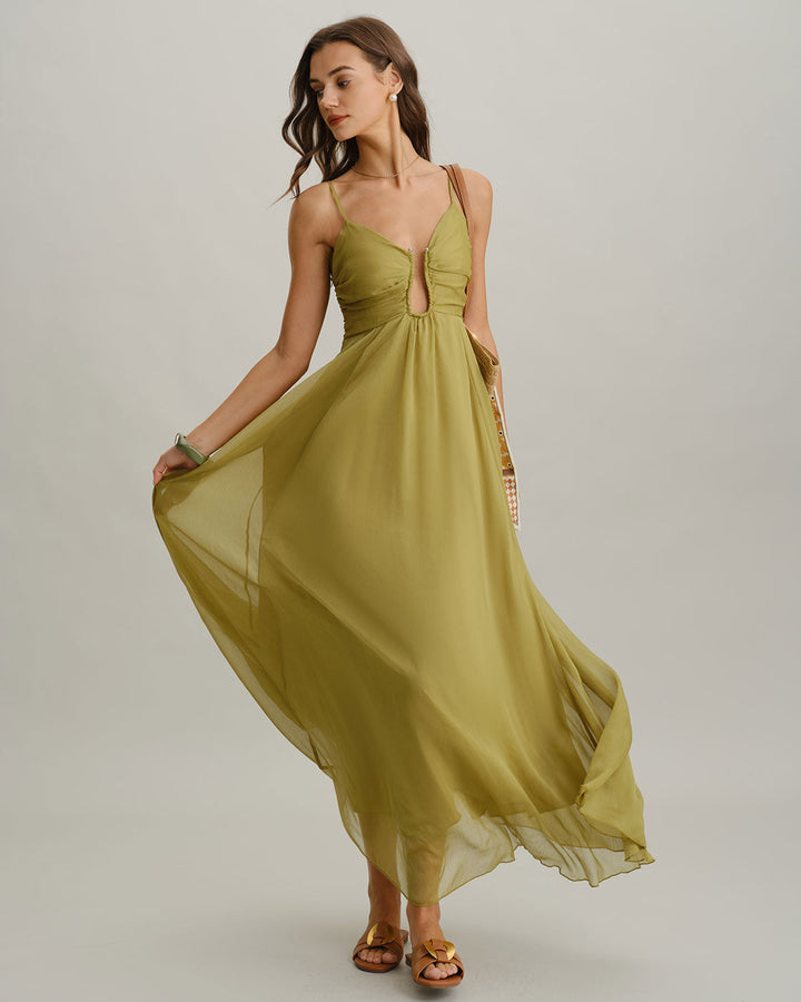 Aurora | Ruched Slip Maxi Dress